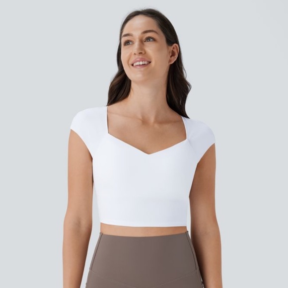 HALARA White Airy Backless Twisted Cap Sleeve Crop Top - Picture 1 of 6